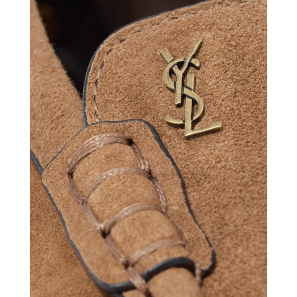 Brown Saint Laurent Loaferino Ballerinas in Suede, view 4 | Flats