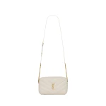 White Saint Laurent Loulou Camera Bag in Matelassé Lambskin, White | Shoulder & Crossbody Bags