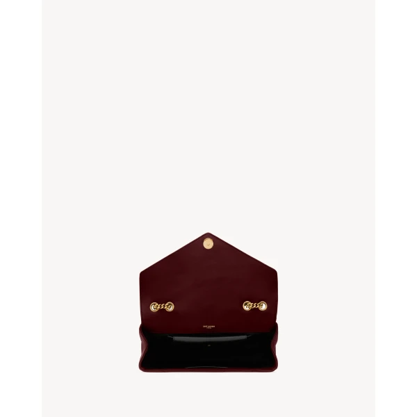 Red Saint Laurent Loulou Medium in Matelassé Lambskin, Rouge Cabernet, view 5 | Shoulder & Crossbody Bags