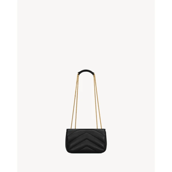 Black Saint Laurent Loulou Mini in Lambskin, Black, view 4 | Mini Bags