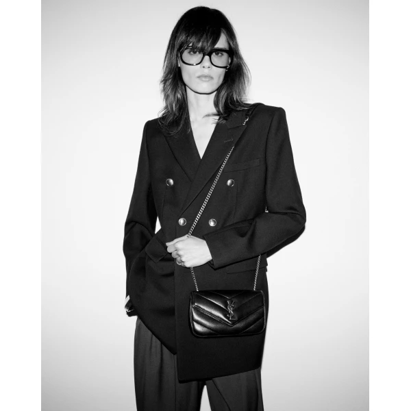 Red Saint Laurent Loulou Mini in Lambskin, Rouge Cabernet, view 2 | Mini Bags