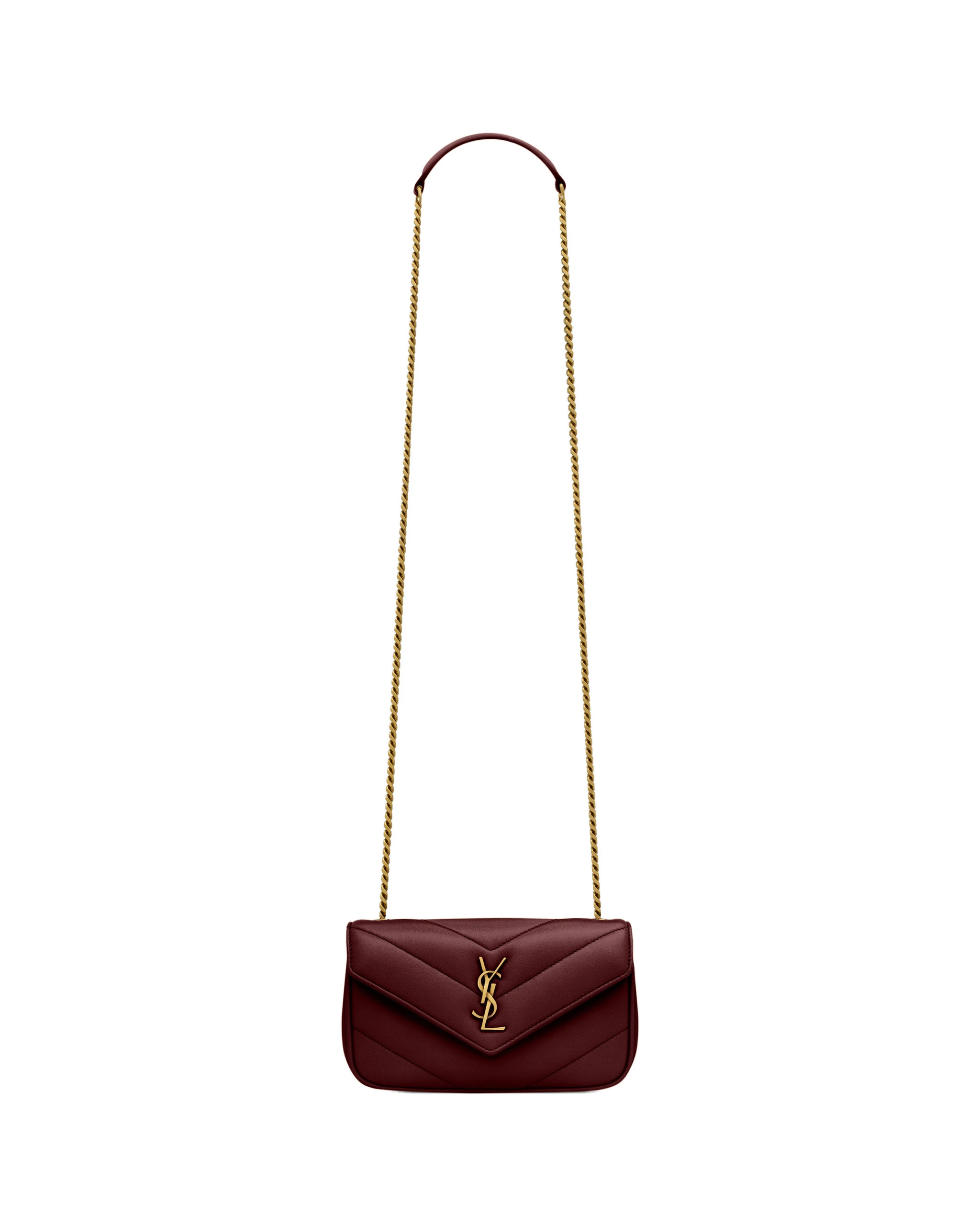 Saint Laurent Loulou Mini in Lambskin, Rouge Cabernet Red Saint Laurent Loulou Mini in Lambskin, Rouge Cabernet | Mini Bags