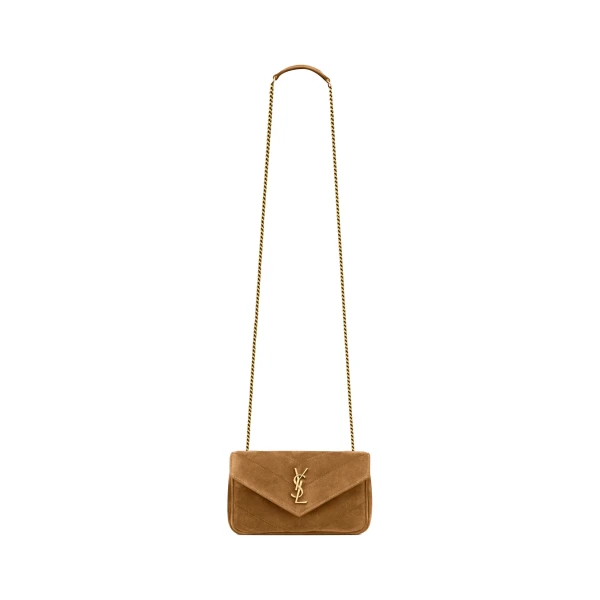 Orange Saint Laurent Loulou Mini in Suede, Caramel Cognac | Mini Bags