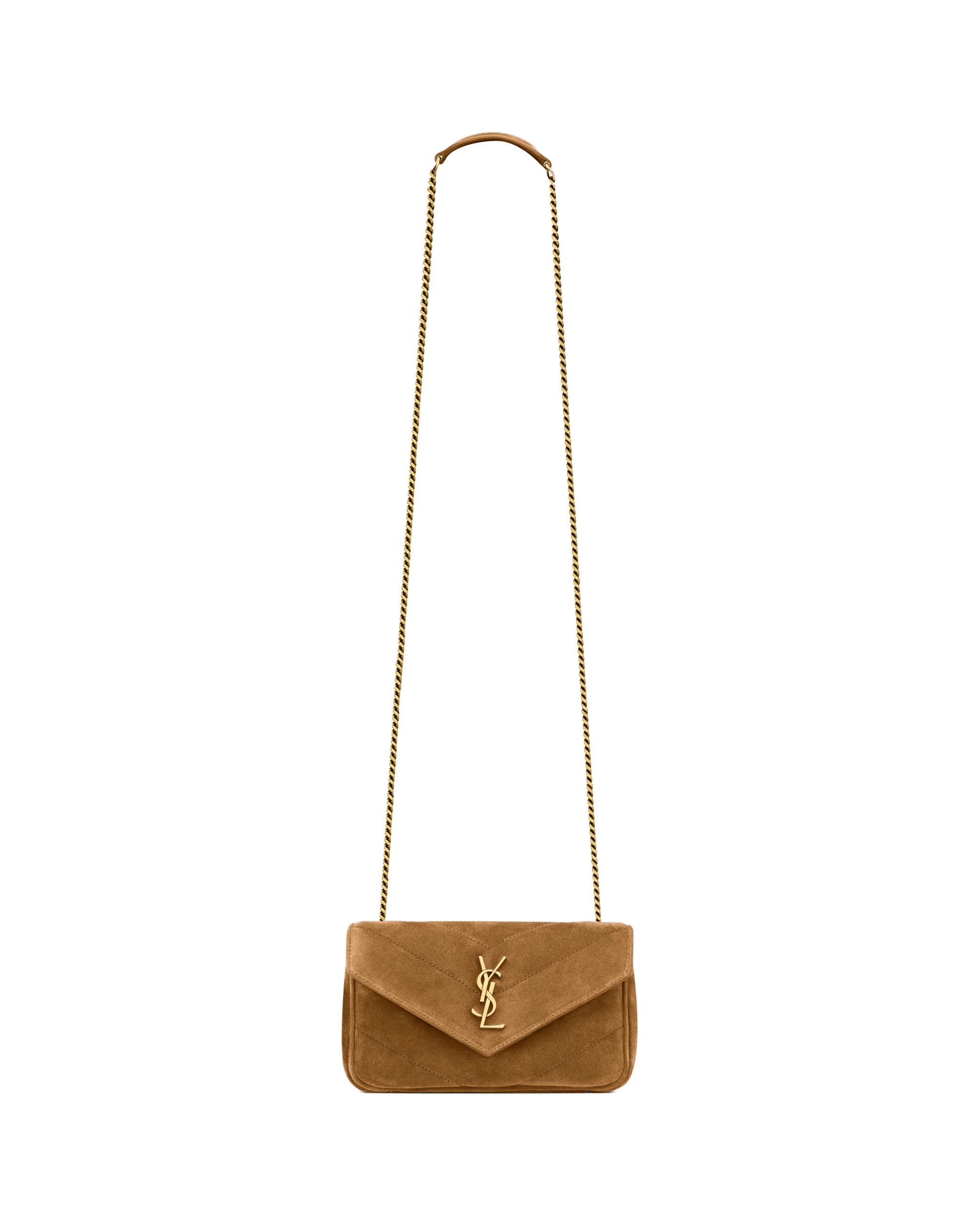 Saint Laurent Loulou Mini in Suede, Caramel Cognac Orange Saint Laurent Loulou Mini in Suede, Caramel Cognac | Mini Bags