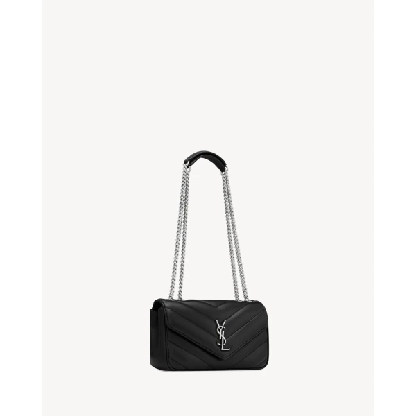 Black Saint Laurent Loulou Small in Matelassé Lambskin, Black, Fall Winter 2026, view 5 | Shoulder & Crossbody Bags