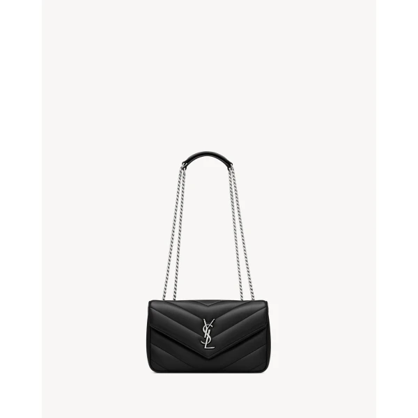 Loulou Small in Matelassé Lambskin, Black, Fall Winter 2026