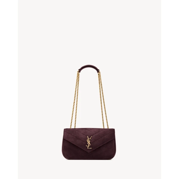 Loulou Small in Matelassé Suede, Smoky Burgundy