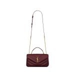 Red Saint Laurent Loulou Top-Handle in Matelassé Lambskin, Rouge Cabernet | Shoulder & Crossbody Bags