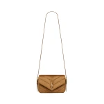 Brown Saint Laurent Loulou Toy Crossbody in Matelassé Suede | Shoulder & Crossbody Bags