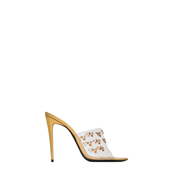 Multicolour Saint Laurent Mae Mules in Tpu and Crystals | Mules
