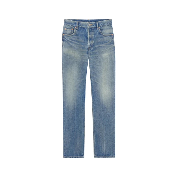 Blue Saint Laurent Mid-Rise Straight Jeans | Denim