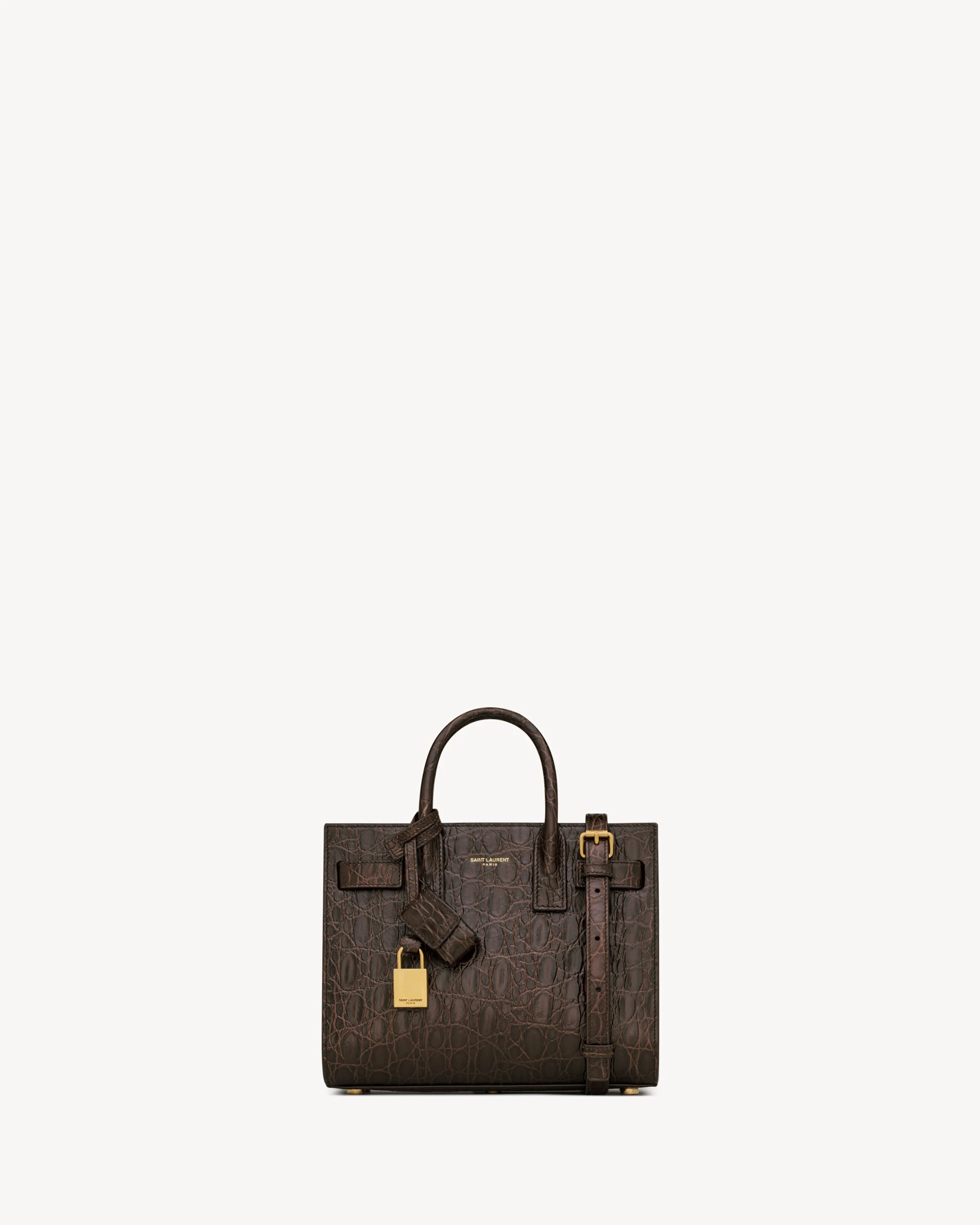 Saint Laurent Nano Sac de Jour in Crocodile-Embossed Leather Brown Saint Laurent Nano Sac de Jour in Crocodile-Embossed Leather | Totes & Top-Handle Bags