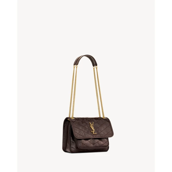 Brown Saint Laurent Niki Baby in Vintage Leather, Arabica, view 5 | Shoulder & Crossbody Bags
