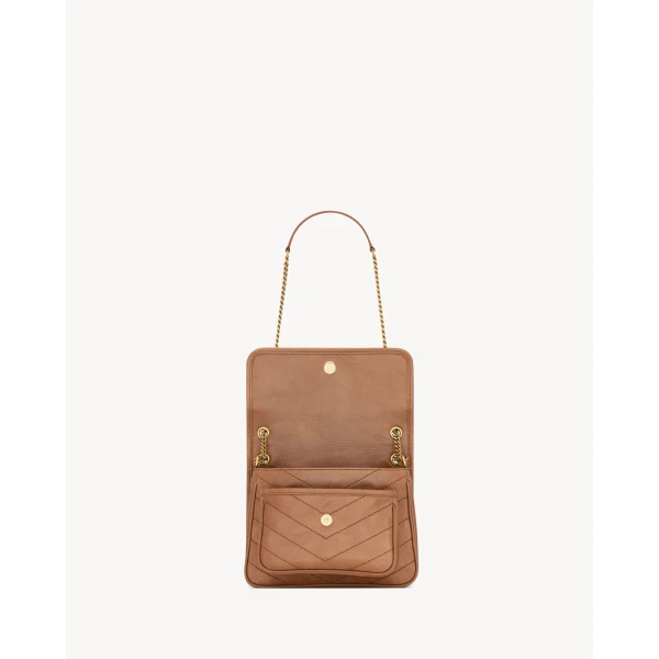 Brown Saint Laurent Niki Baby in Vintage Leather, Light Caramel, view 4 | Shoulder & Crossbody Bags