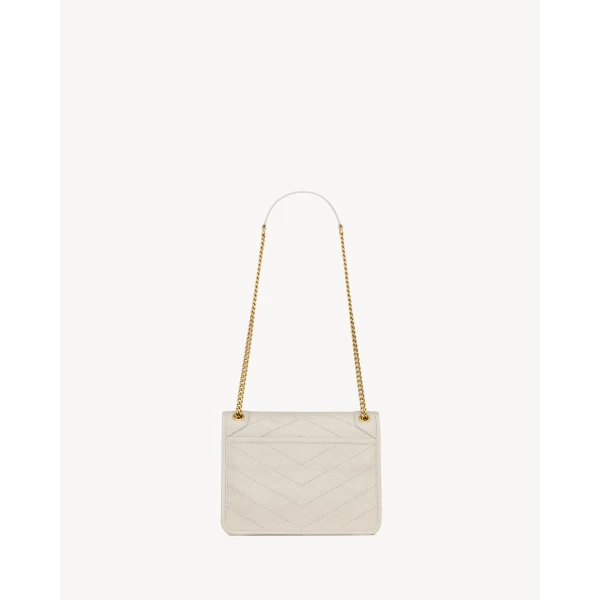 Ivory Saint Laurent Niki Baby in Vintage Leather, White, view 2 | Shoulder & Crossbody Bags