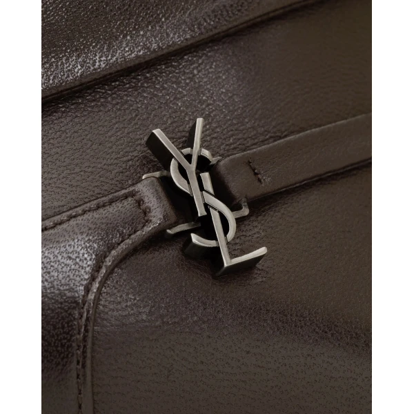 Brown Saint Laurent Niki Booties in Smooth Leather, view 4 | Boots
