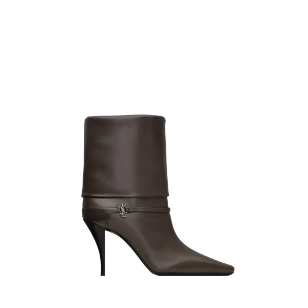 Brown Saint Laurent Niki Booties in Smooth Leather | Boots