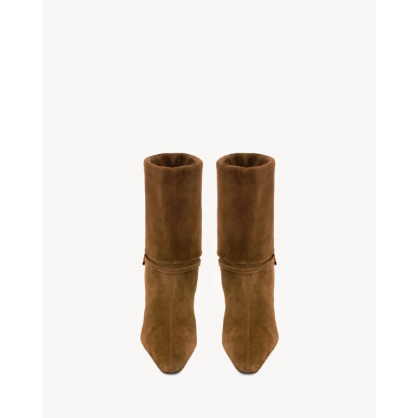 Brown Saint Laurent Niki Booties in Suede, view 2 | Boots