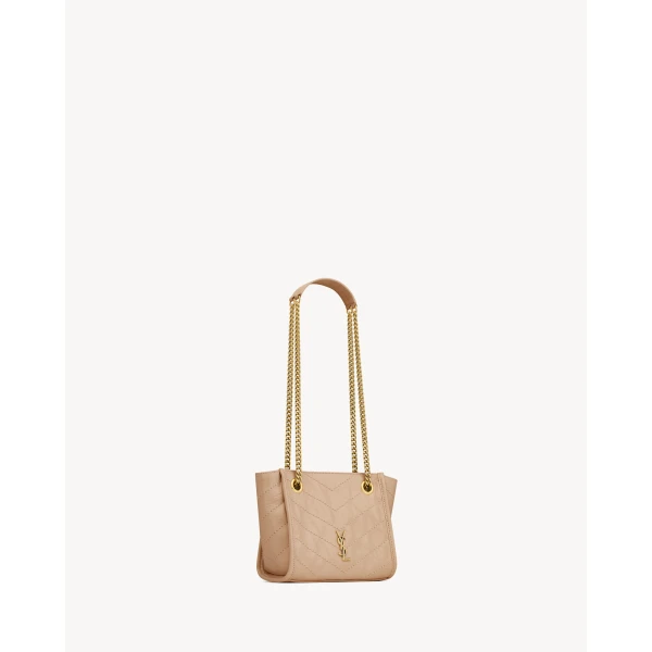 Beige Saint Laurent Niki Mini Shopping in Vintage Leather, Clear Beige, view 4 | Totes & Top-Handle Bags