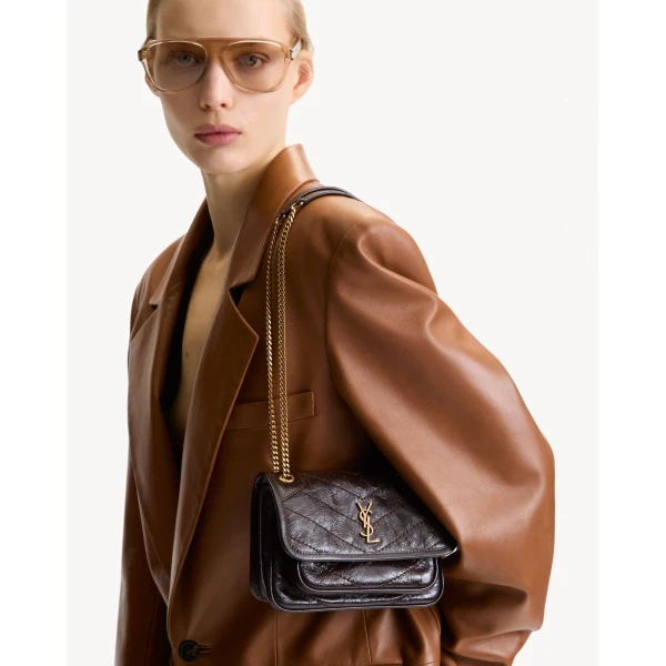 Brown Saint Laurent Niki Mini in Vintage Leather, Arabica, view 2 | Mini Bags