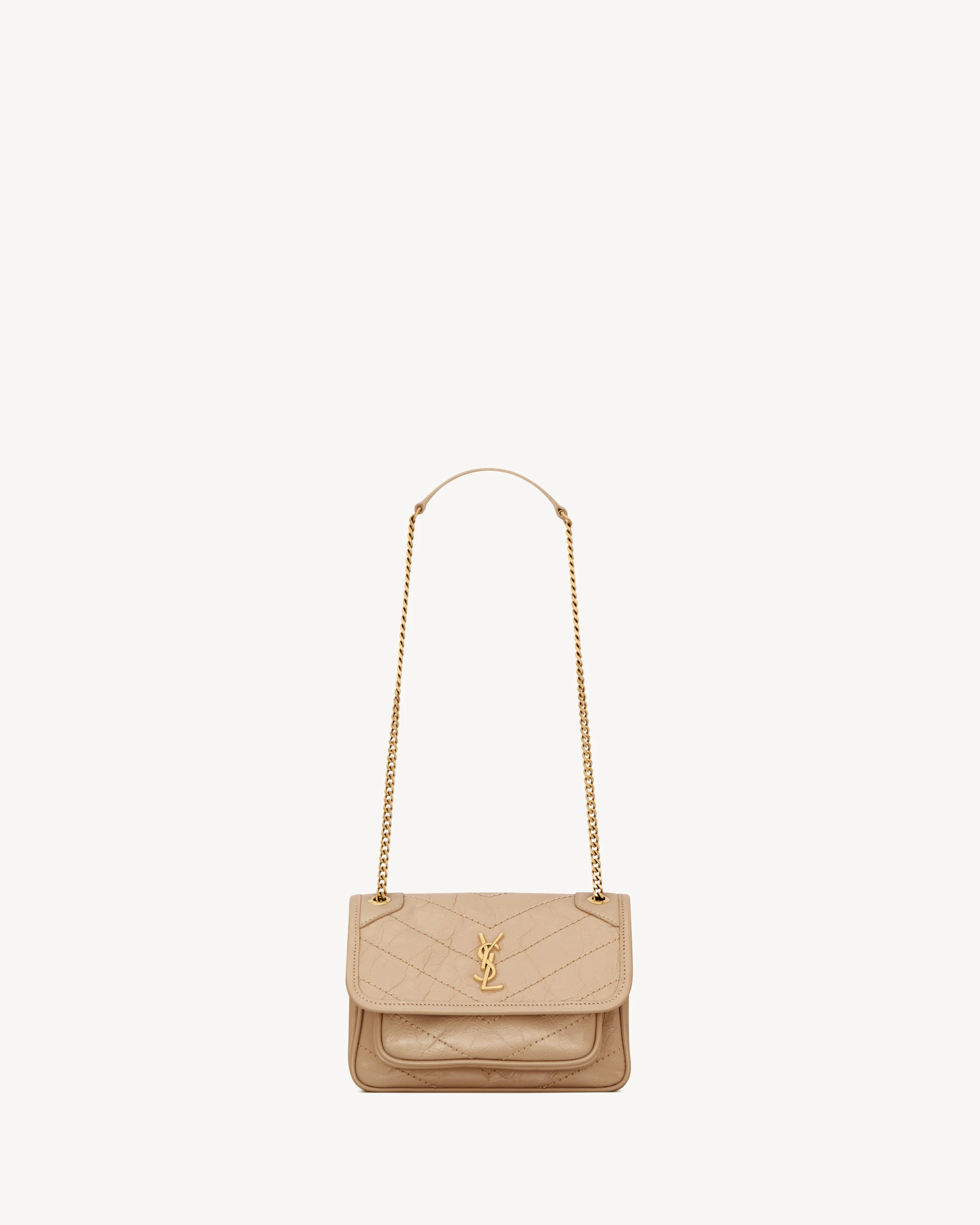 Saint Laurent Niki Mini in Vintage Leather, Clear Beige Beige Saint Laurent Niki Mini in Vintage Leather, Clear Beige | Mini Bags