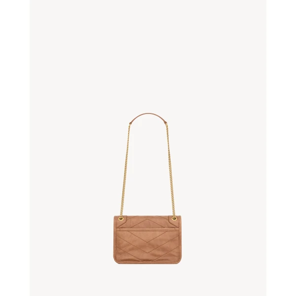 Orange Saint Laurent Niki Mini in Vintage Leather, Light Caramel, view 3 | Mini Bags