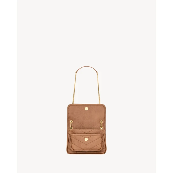 Orange Saint Laurent Niki Mini in Vintage Leather, Light Caramel, view 5 | Mini Bags