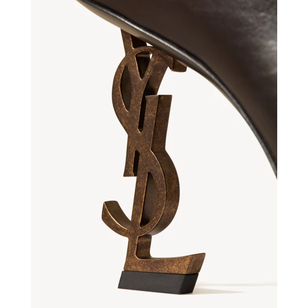 Brown Saint Laurent Opyum Booties in Smooth Leather, view 5 | Boots