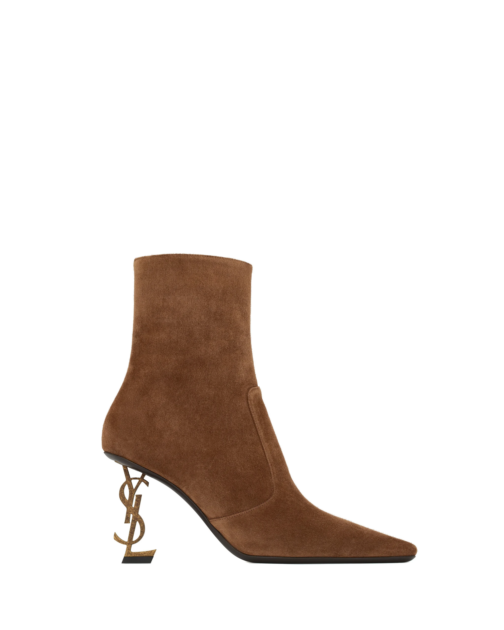 Saint Laurent Opyum Booties in Suede Brown Saint Laurent Opyum Booties in Suede | Boots