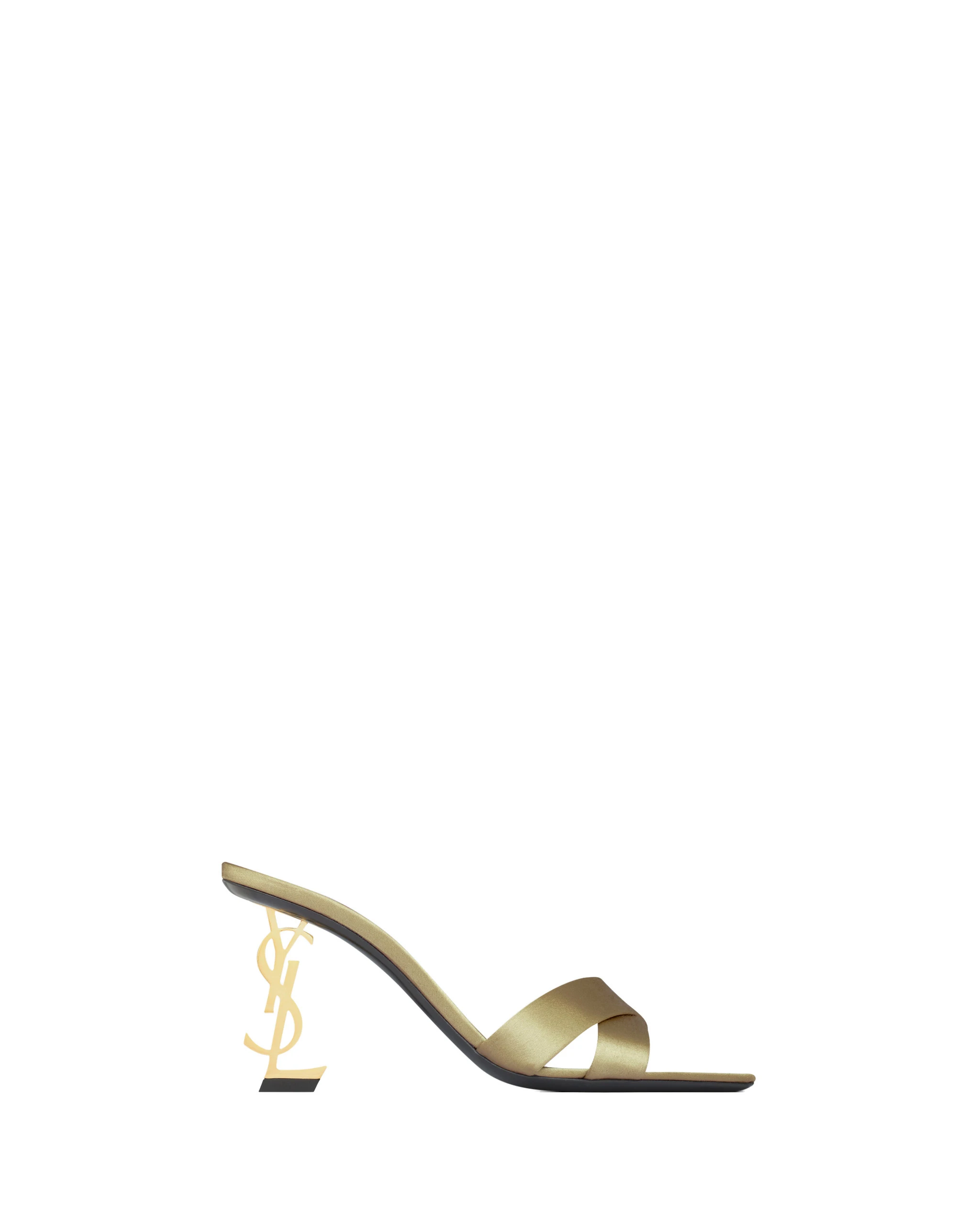 Saint Laurent Opyum Mules in Satin Crepe, Grain Beige Beige Saint Laurent Opyum Mules in Satin Crepe, Grain Beige | Mules