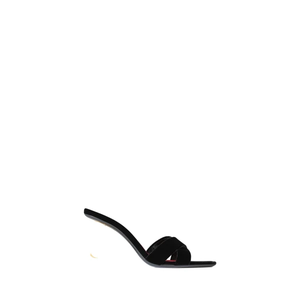 Black Saint Laurent Opyum Mules in Velvet, Black | Mules