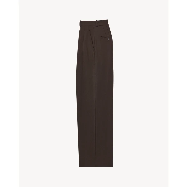 Beige Saint Laurent Oversized Pants in Brushed Wool Flannel, view 3 | Tailored pants