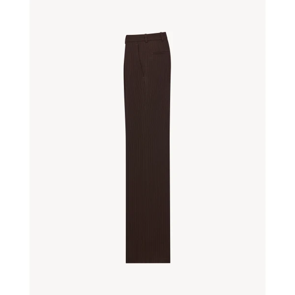 Multicolour Saint Laurent Pants in Chalk-Stripe Crepe, view 2 | Tailored pants