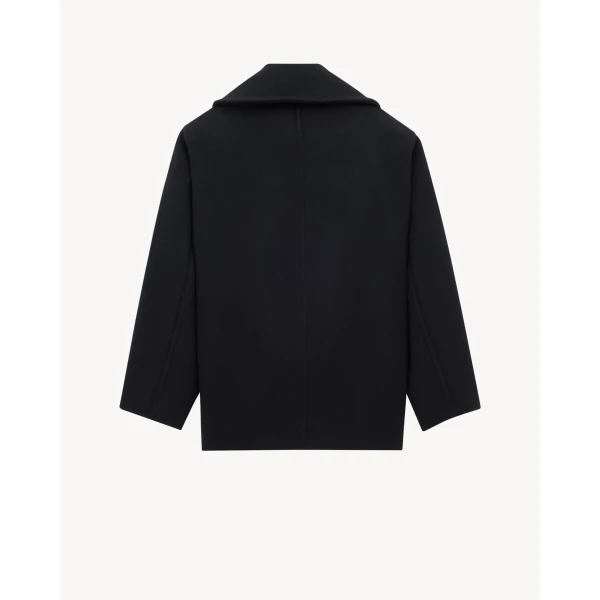 Black Saint Laurent Peacoat in Wool, view 5 | Wool Coat
