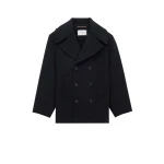 Black Saint Laurent Peacoat in Wool | Wool Coat
