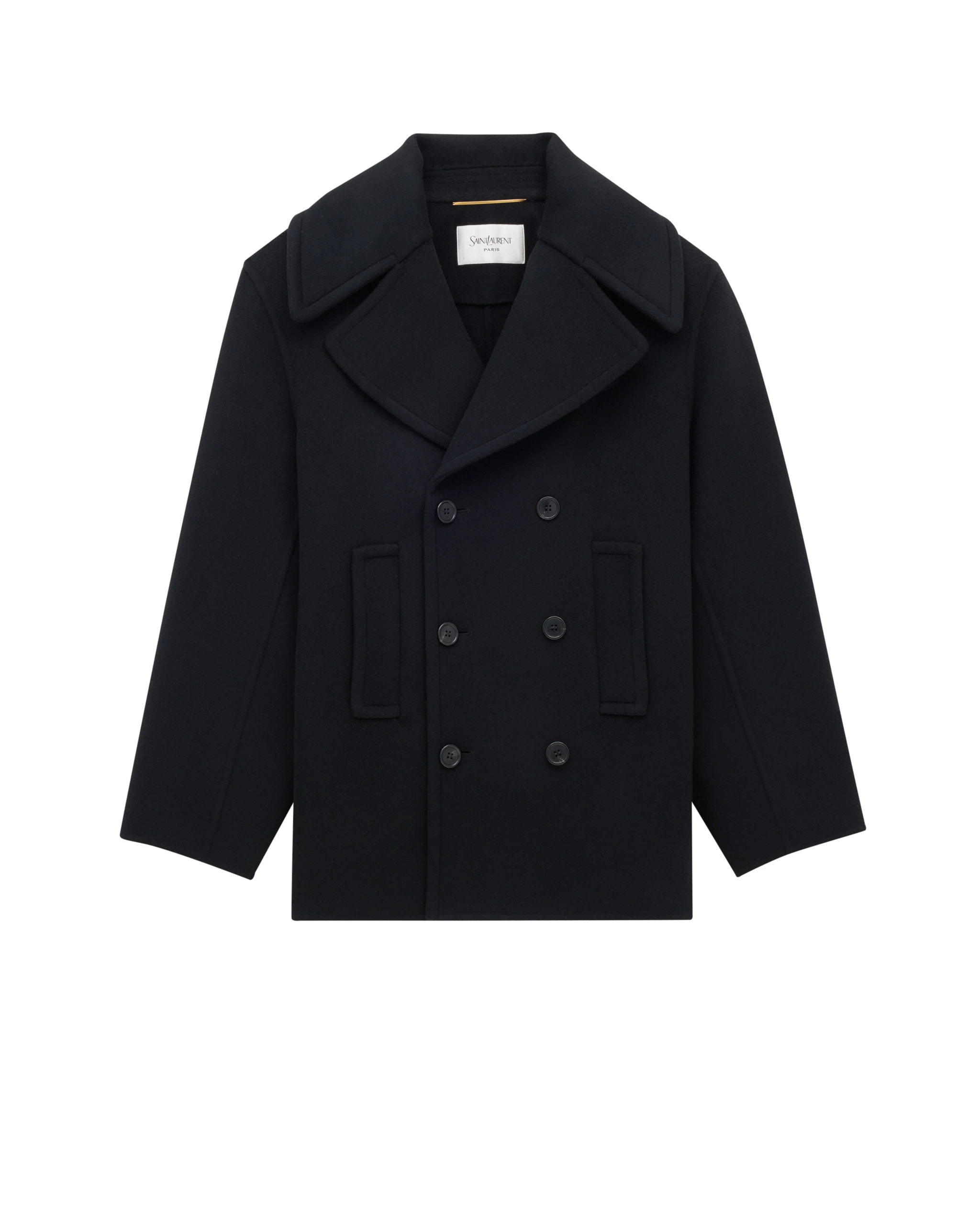 Saint Laurent Peacoat in Wool Black Saint Laurent Peacoat in Wool | Wool Coat
