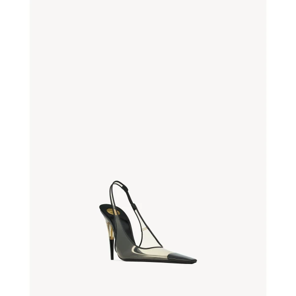 Multicolour Saint Laurent Phantom Slingback Pumps in Tpu and Patent Leather, view 4 | Heels