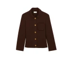 Beige Saint Laurent Polo Cardigan in Wool, Ebene | Cardigan