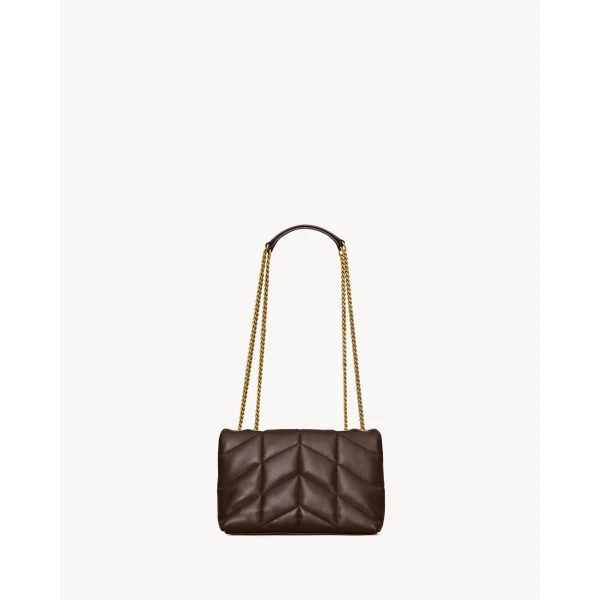 Brown Saint Laurent Puffer Toy in Lambskin, view 2 | Mini Bags