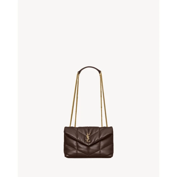 Brown Saint Laurent Puffer Toy in Lambskin | Mini Bags