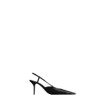 Black Saint Laurent Renée Slingback Pumps in Satin Crepe and Patent Leather | Heels