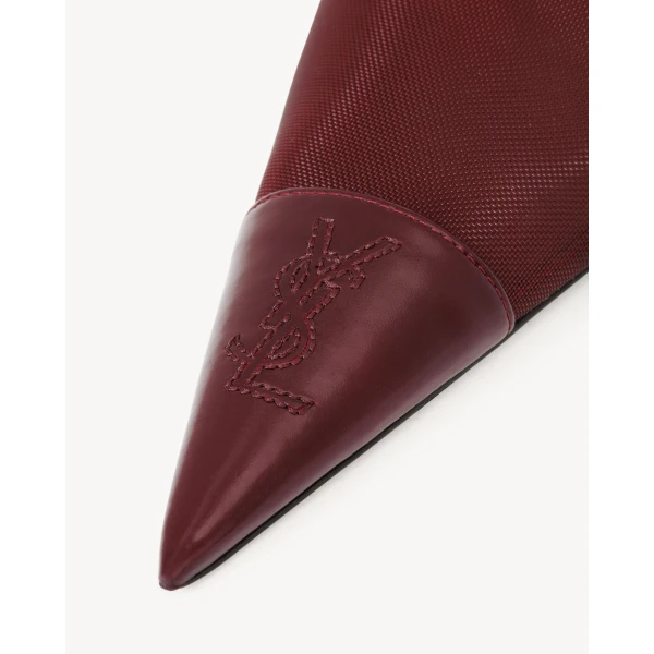 Red Saint Laurent Renée Mules in Mesh, Vintage Bordeaux, view 4 | Mules