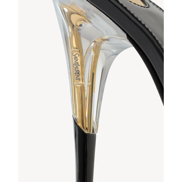 Multicolour Saint Laurent Romy Slingback Pumps in Tpu, Satin, and Patent Leather, view 4 | Heels