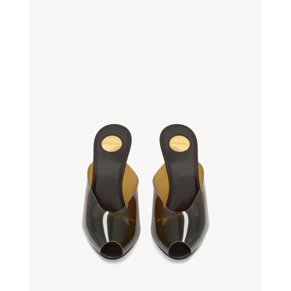Brown Saint Laurent Sabrina Mules in Tpu, view 2 | Mules