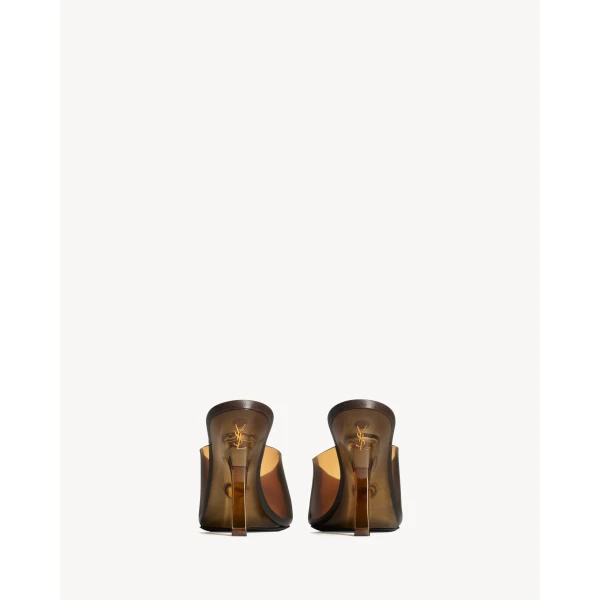 Brown Saint Laurent Sabrina Mules in Tpu, view 3 | Mules
