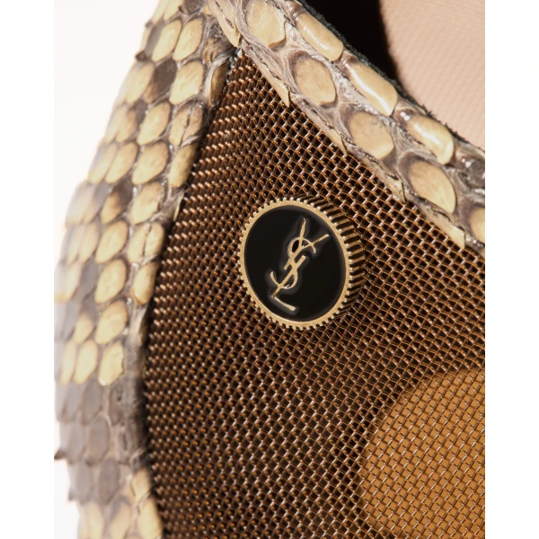 Brown Saint Laurent Sao Ballerinas in Mesh and Python, view 4 | Flats
