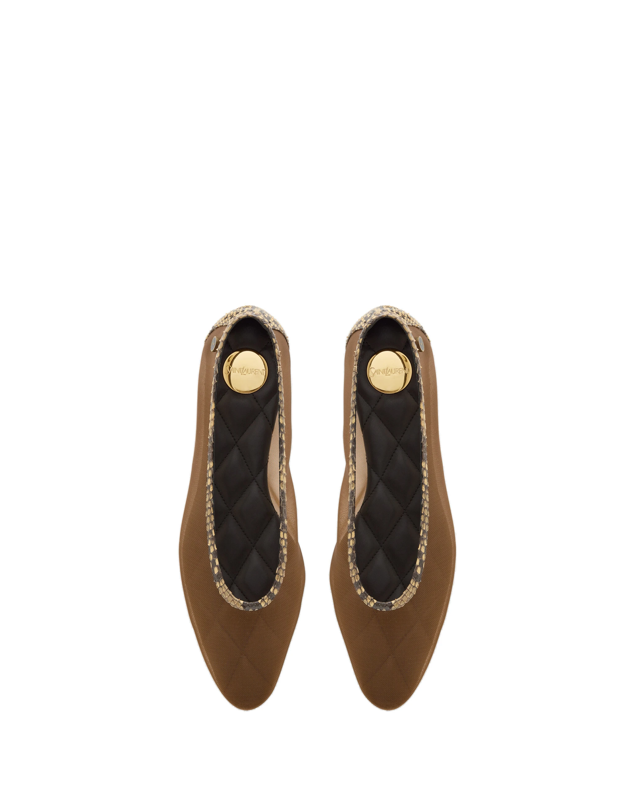 Saint Laurent Sao Ballerinas in Mesh and Python Brown Saint Laurent Sao Ballerinas in Mesh and Python | Flats