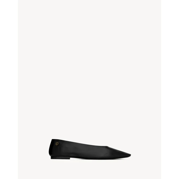 Black Saint Laurent Sao Ballerinas in Smooth Leather, view 2 | Flats