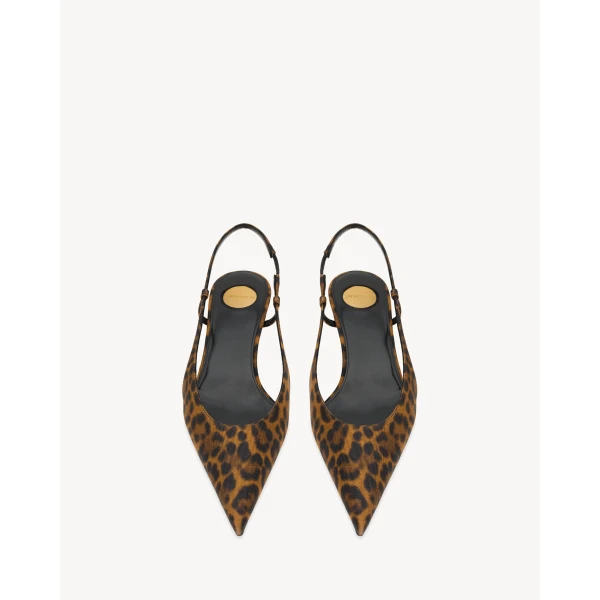 Multicolour Saint Laurent Secret Slingback Pumps in Leopard Grosgrain, view 2 | Heels