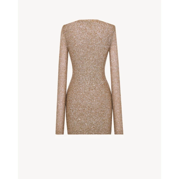 Multicolour Saint Laurent Sequin Mini Dress in Knit, view 3 | Mini Dresses